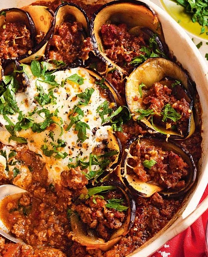 Eggplant rotolo ragu