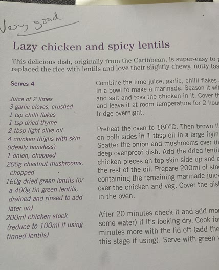 Chicken thighs with spicy lentils