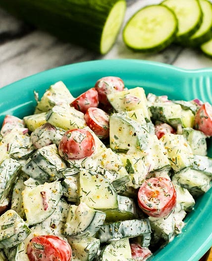 Cucumber Tomato Salad with Creamy Herb Dressing