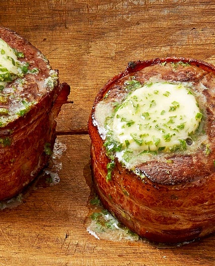 Bacon-Wrapped Filets with Cowboy Butter
