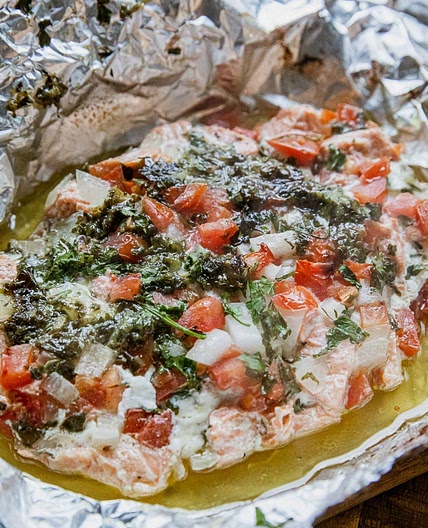 Air Fryer Salmon with Wine and Garlic
