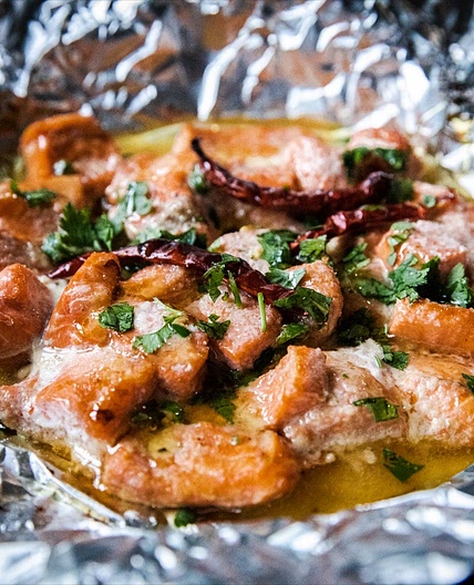 Air Fryer Hot Honey Salmon Bites