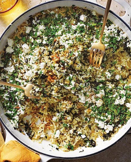 Spanakorizo (Greek spinach rice)