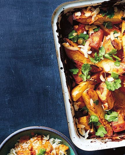 Pumpkin, potato and peanut Thai red curry