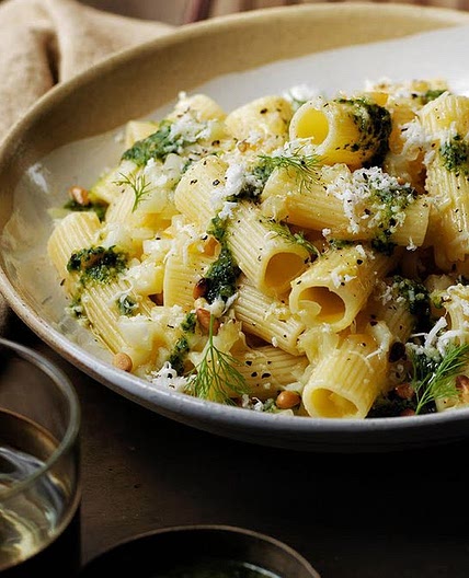 Rigatoni with pickled fennel and preserved lemon