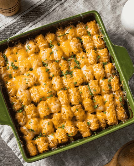 Tater Tot Casserole (Baked Potato Nugget Hotdish)