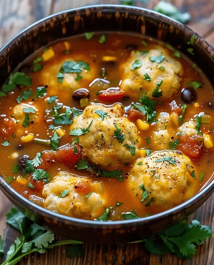 Tamale Soup with Tamale Dumplings