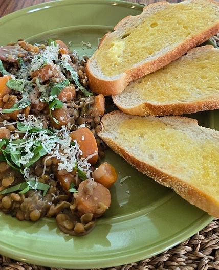 Instant Pot Lentils with root vegetables and herbs