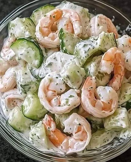 Creamy cucumber shrimp salad 🍤