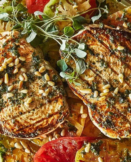 Grilled Swordfish With Tomatoes and Oregano