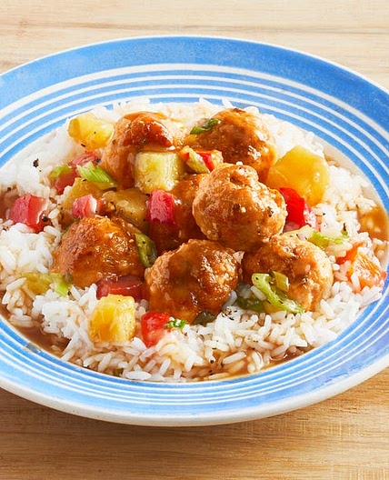 Sweet-and-Sour Pork Meatballs with Pineapple