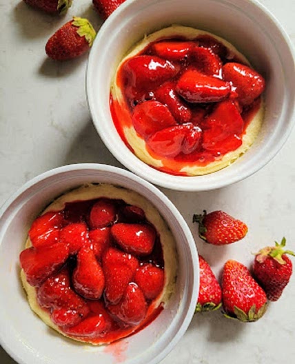 High Protein Cheesecake with Fresh Strawberry Topping