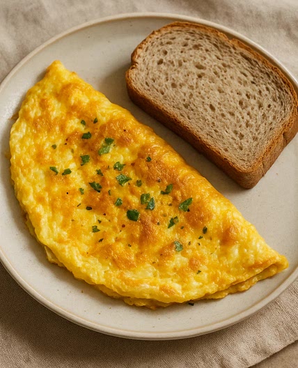 Omelete de vegetais, bacon e pão integral