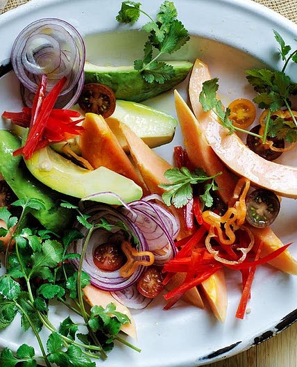 Avocado and papaya ceviche
