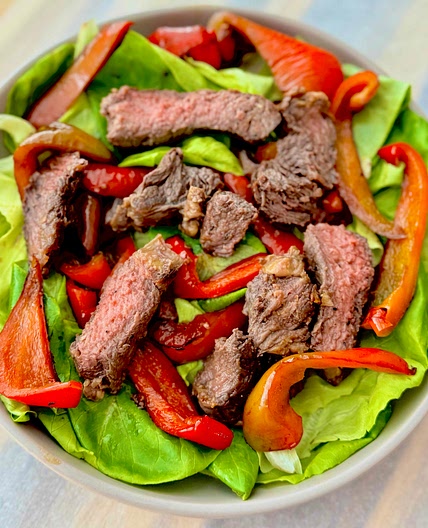 Griddle Garlic Grass-Fed Ribeye Salad