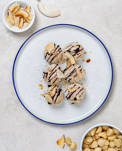 Macadamia bon bons with chocolate toffee