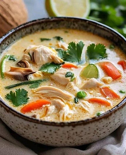 Thai Coconut Chicken Soup Bowl with Lemongrass