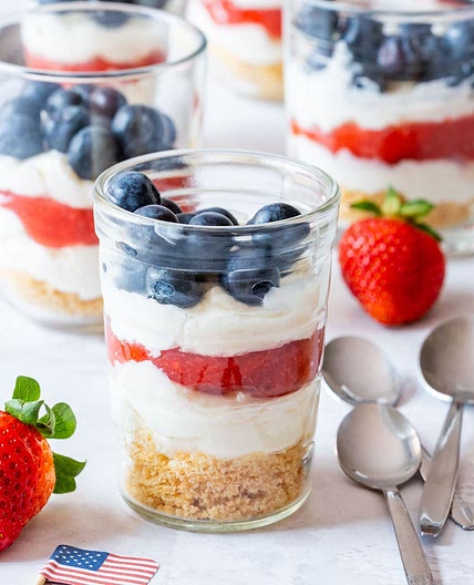 Red, White and Blue Mini Cheesecake Cups Recipe