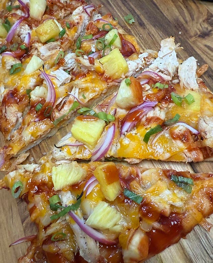Hawaiian BBQ Chicken Flatbread Pizza