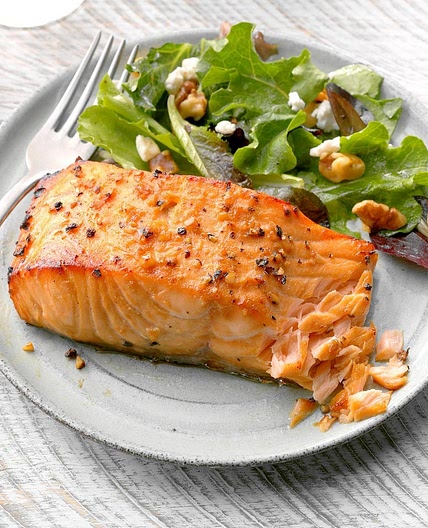 Roasted Salmon Glazed With Brown Sugar and Mustard