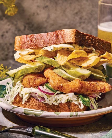 Zesty Fried Fish Sandwich with Pickles & Pickle Brine Slaw