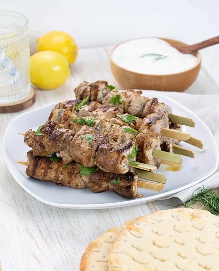 Greek Pork Souvlaki with Tzatziki