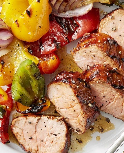 Apricot Grilled Pork Tenderloin and Peppers