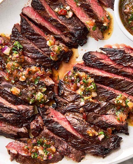 Grilled Skirt Steak with Grated Tomato Salsa
