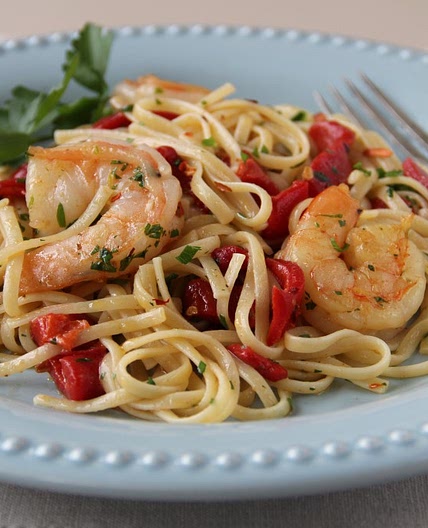 Prawn and Roasted Red Pepper Linguini