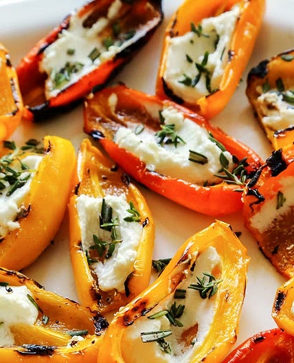 Grilled Mini Sweet Peppers with Goat Cheese