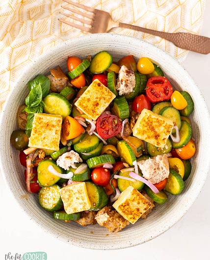 Gluten Free Balsamic Panzanella Salad (Dairy Free)