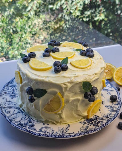 Lemon Blueberry Cake with Whipped Cream Cheese Frosting