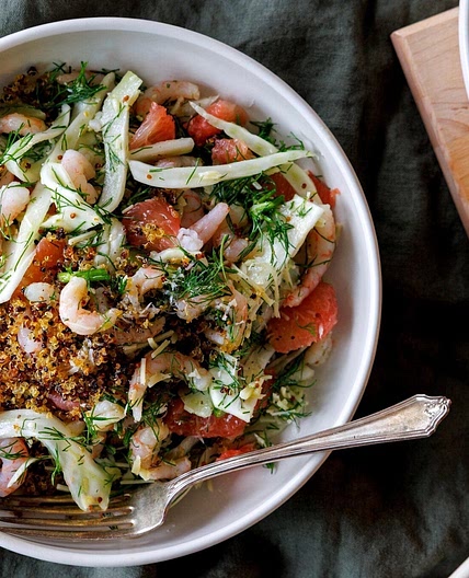 Crevettes nordiques , quinoa, fenouille