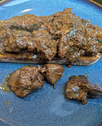 Devilled Chicken Livers with Rodenbach Grand Cru