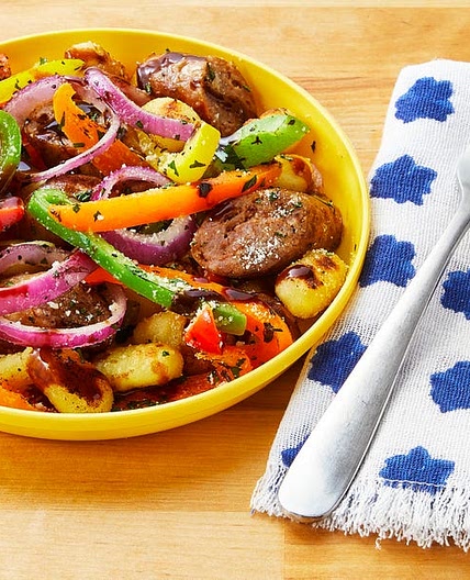 Sheet-Pan Gnocchi with Spicy Sausage and Peppers