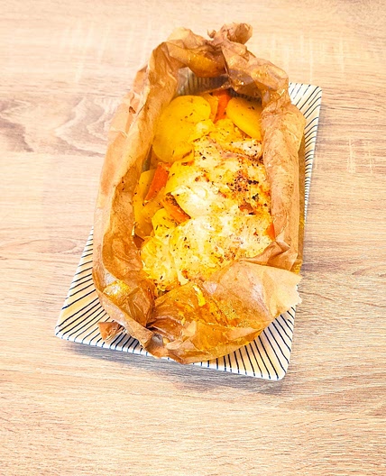 Papillote de saumon aux tagliatelles de légumes