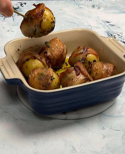 Bacon Wrapped Potatoes with Italian Herbs