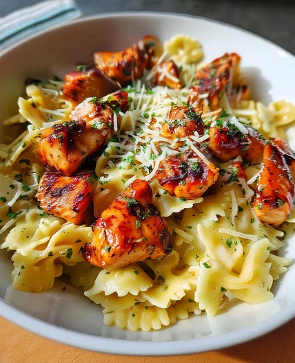 Garlic Butter Chicken Bites with Creamy Parmesan Pasta