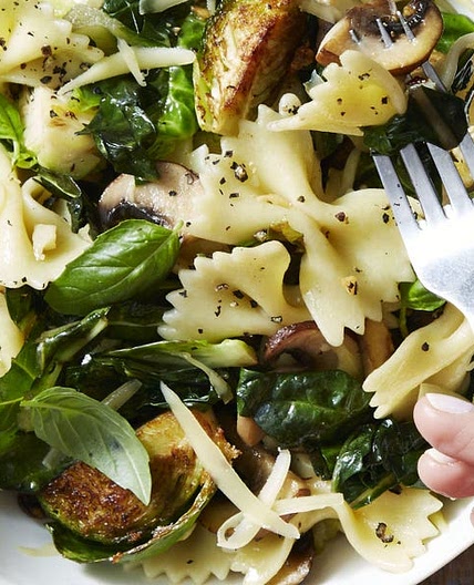 Brussels Sprout & Basil Bowties