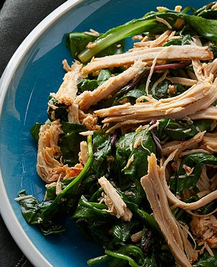 Crock Pot Pork Roast Over Sauteed Mixed Greens