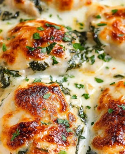 SPINACH CHICKEN CASSEROLE WITH CREAM CHEESE AND MOZZARELLA