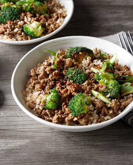 Beef & Rice Bowl with Spicy Broccoli