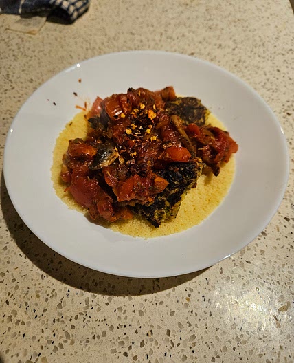 Zucchini Meatballs with Couscous and Mushroom Ragu