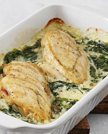 Chicken Florentine with Roasted Potatoes (Freezer/Low Sodium/Comfort Food)