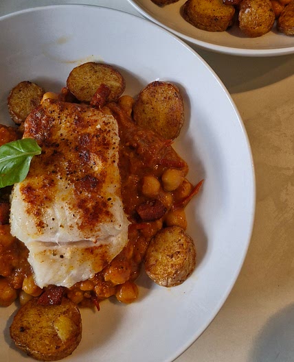 Baked Paprika Hake and Chickpeas