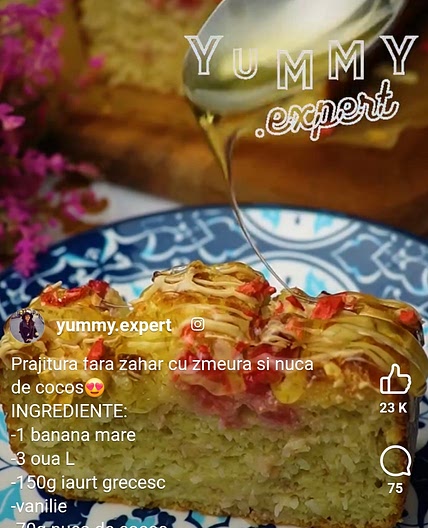 Prajitura fara zahar cu zmeura si cocos