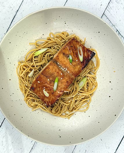 Broiled Teriyaki Salmon with Udon Noodles