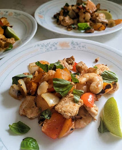 Sriracha Honey Shrimp and Salmon