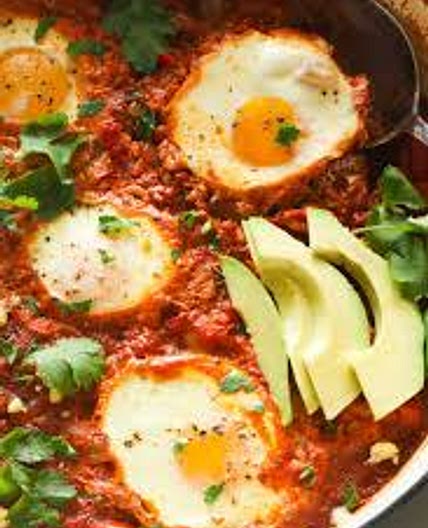 West African Bean & Tomato Stew with Poached Eggs