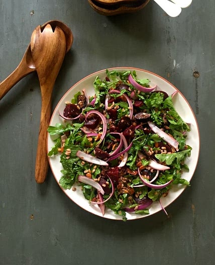 Farro Roasted Beet Arugula Salad